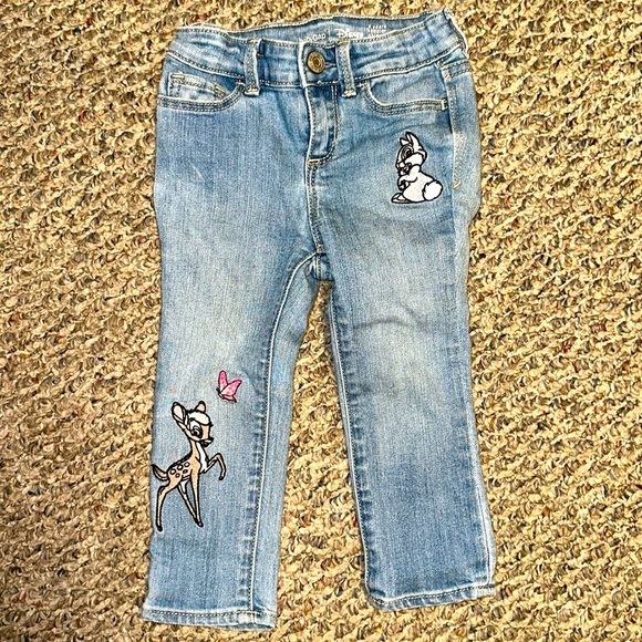 GAPKIDS BABY GAP KIDS & DISNEY BAMBI EMBROIDERED JEGGINGS JEANS size 2T - Picture 1 of 4